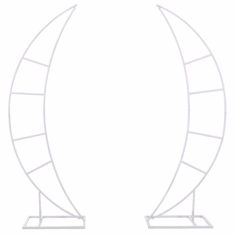 NESTLUNE White Half Moon Wedding Arch Moongate Metal Flower Frame W: 100 cm, H: 80 cm