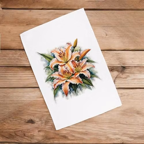 Purely Home Floral Lilies Cotton Tea Towel in Multicolour and White, W: 67 cm, H: 45 cm – 2