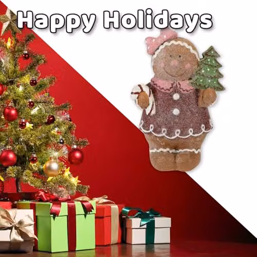VFM e-Store Christmas Gingerbread Ceramic Figurine Decoration, Brown, W: 16 cm, H: 9.5 cm – 5