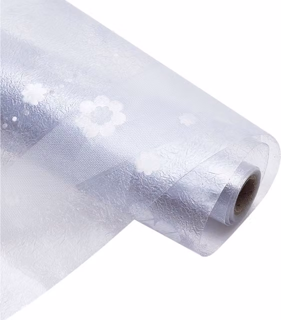 Livingandhome White Floral PVC Window Privacy Film with Adhesive