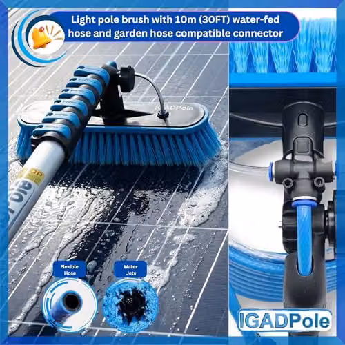 IGAD 17ft Telescopic Water-Fed Solar Panel and Window Cleaning Pole Kit with Brush and Soap Dispenser in Blue – 2