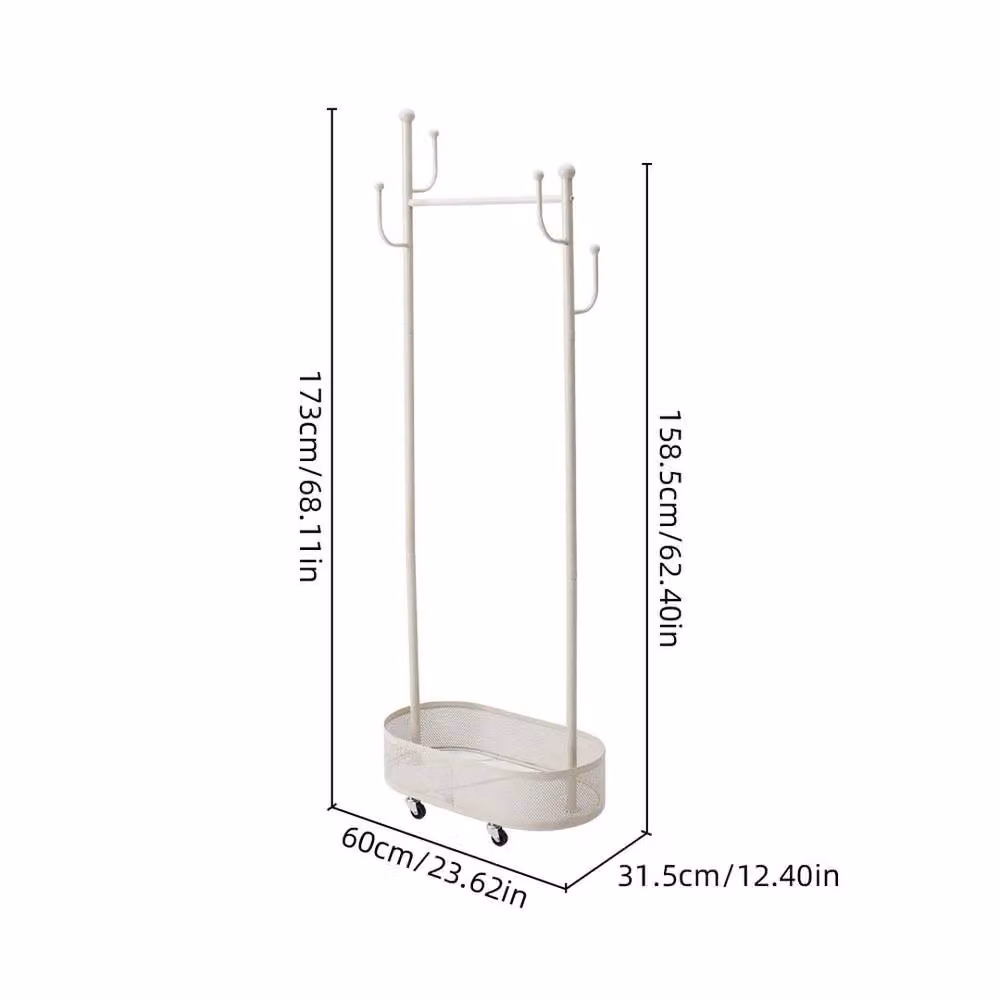 FORGEVIO Open Wardrobe Clothes Rail Rack in Matt White Metal – 2