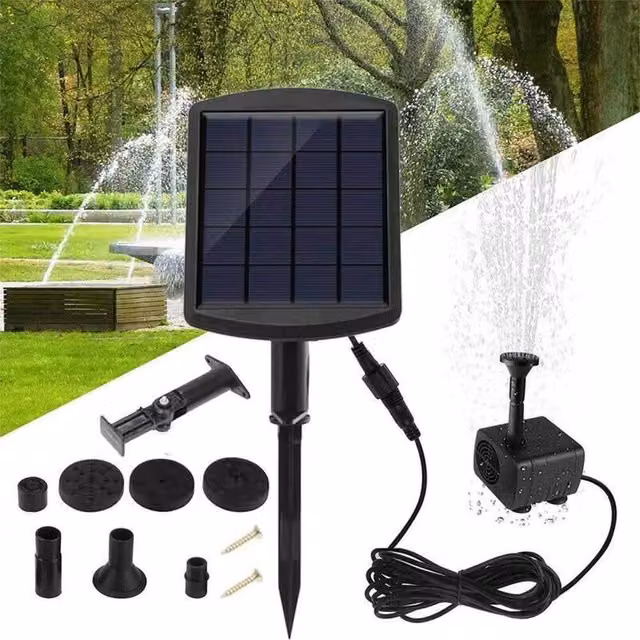 NESTLUNE Solar Powered Floating Fountain Pump for Garden Ponds and Pools, Black, W/D/H: 100 x 15 x 15 cm – 1