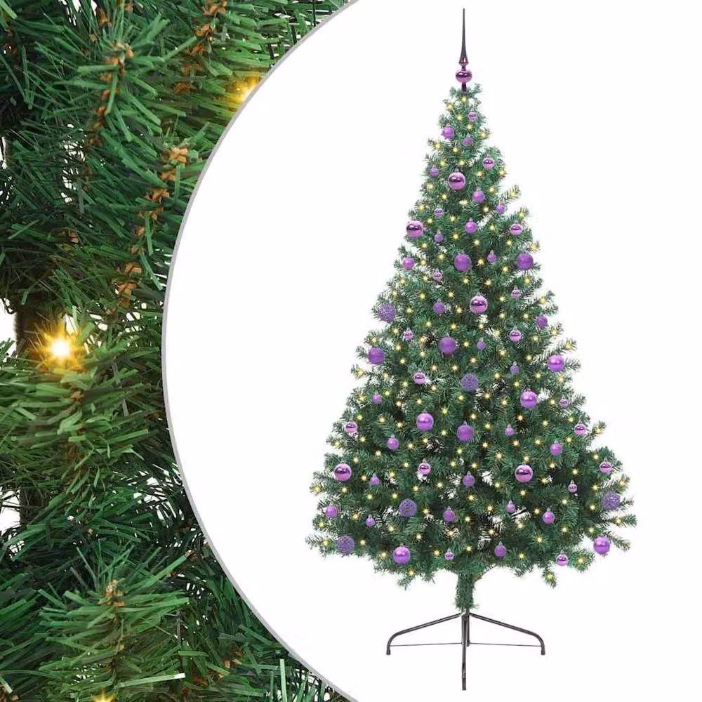 Berkfield Home Beautiful Pre-lit Artificial Christmas Tree, Green, Height: 210 cm – 3