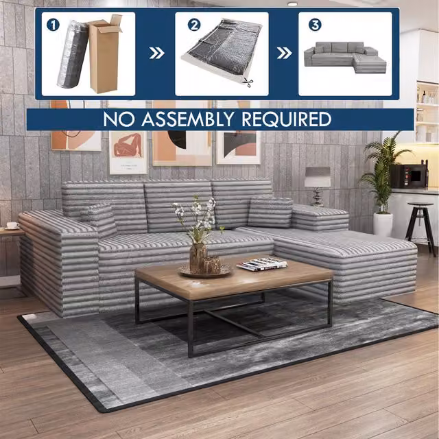 Sliding Wardrobes 4 u Modern L-Shape Upholstered Fabric Wardrobe in Grey