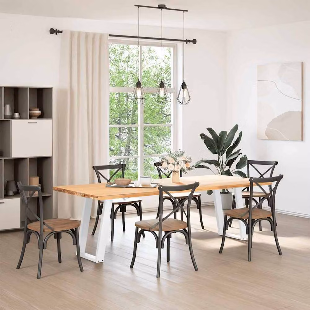 Berkfield Home vidXL U-Shaped Dining Table Legs, 2 Pieces, White Matt Steel, W: 60 cm, H: 72.5 cm – 2