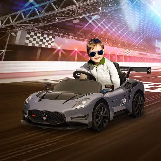 AIYAPLAY Maserati GT2 Licensed 12V Electric Ride on Car with Remote Control, Grey