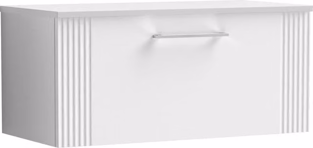 Balterley Modern 1 Drawer Wall Hung Vanity Unit with Colour Match Worktop, White, Width: 80 cm