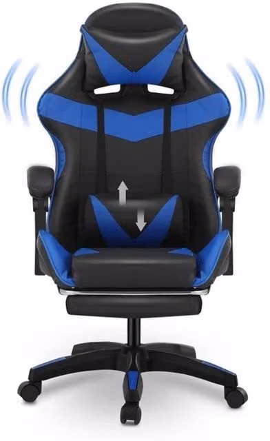 Nordara Black PU Leather Sport Racing Gaming Chair with Headrest and Armrests