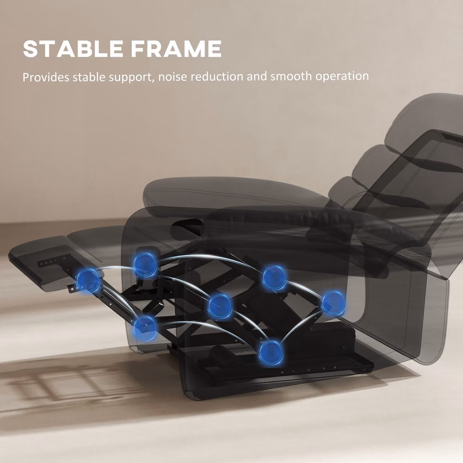 HOMCOM Black PU Leather Manual Reclining Chair with Padded Armrests and Retractable Footrest – 6
