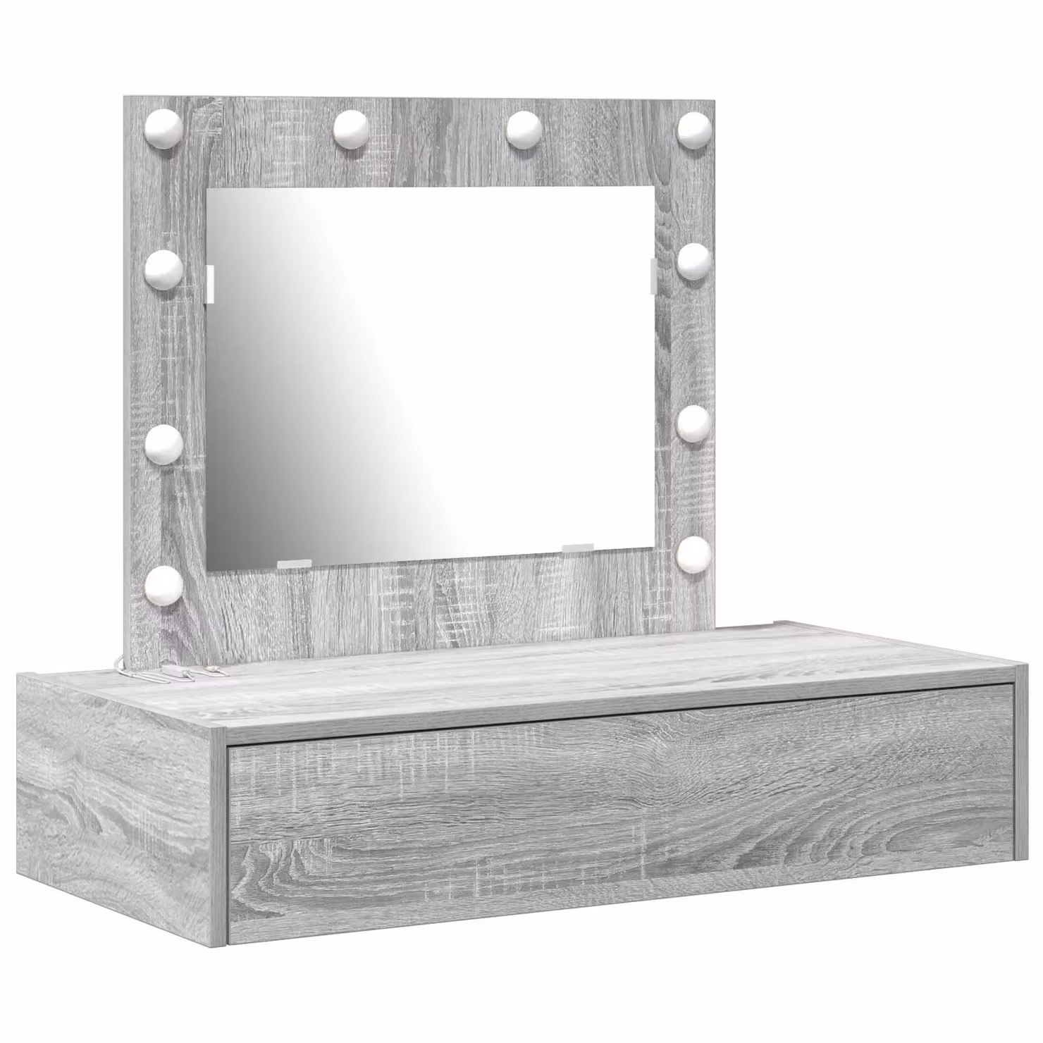 Berkfield Home Wall Hanging Dressing Table with Hollywood LED Lights in Grey Sonoma, W/D/H: 70 x 40 x 83 cm – 2
