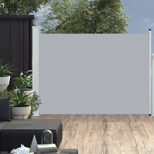 Berkfield Home Grey Retractable Side Patio Awning with Manual Pull and Steel Frame, W: 120 cm, L: 500 cm