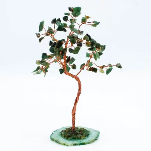 KDMD Large Green Aventurine Gemstone Bonsai Tree with Green Agate Base (100 Stones) – 2