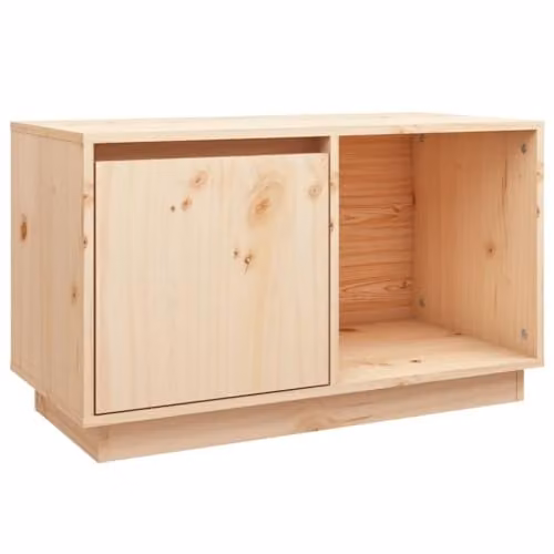 vidaXL Scandinavian Solid Wood Pine TV Cabinet W: 74 cm, D: 35 cm, H: 44 cm – 1