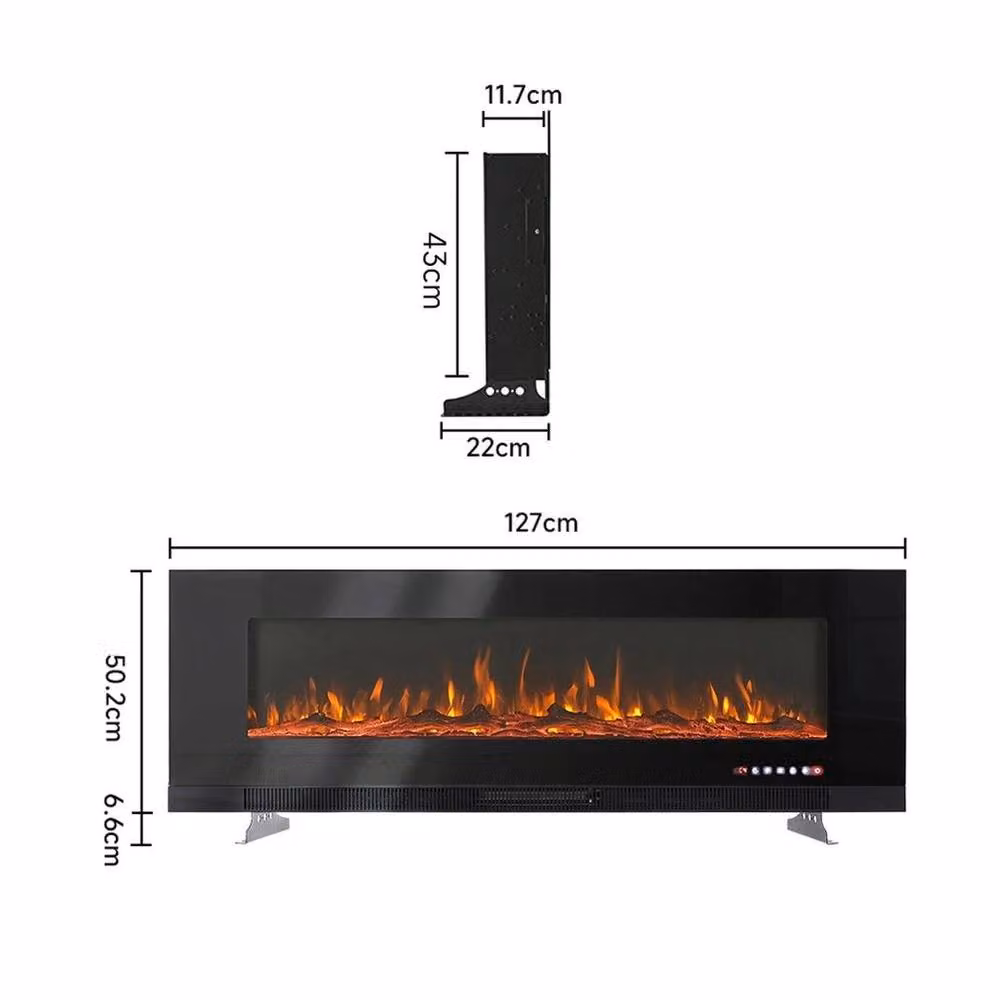 FORGEVIO 50 Inch Electric Fireplace Insert or Wall Mounted Unit with 12 LED Colours in Black – 2