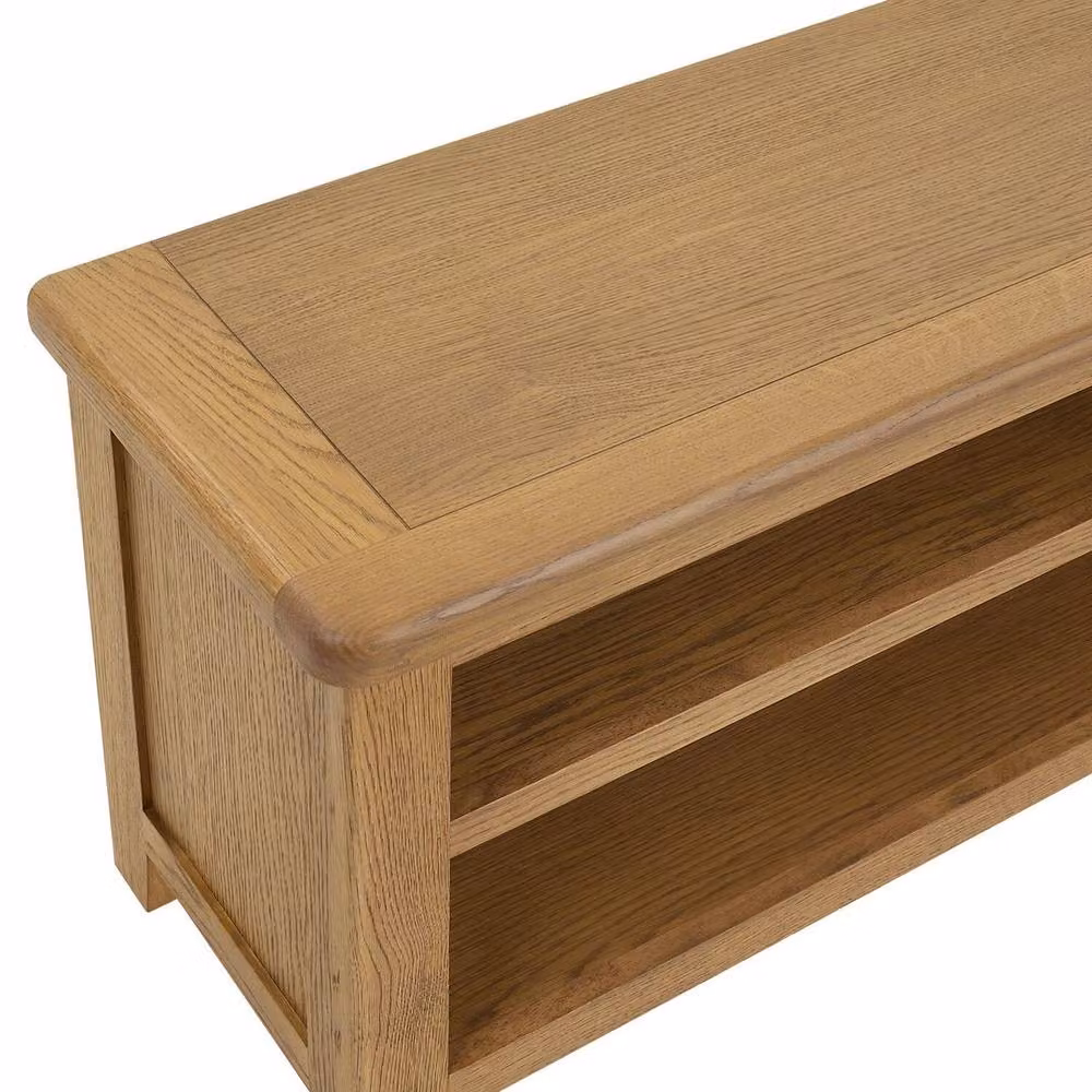 FORGEVIO Small Rustic Oak TV Unit in Natural Brown and Beige – 5