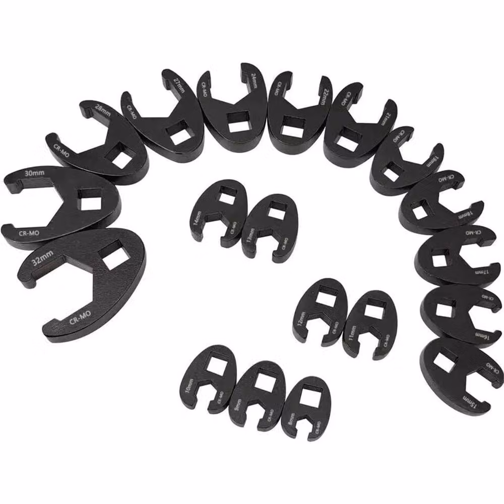 Nordara 19-Piece Metric Crowfoot and Flare Nut Wrench Set in Black Steel – 4