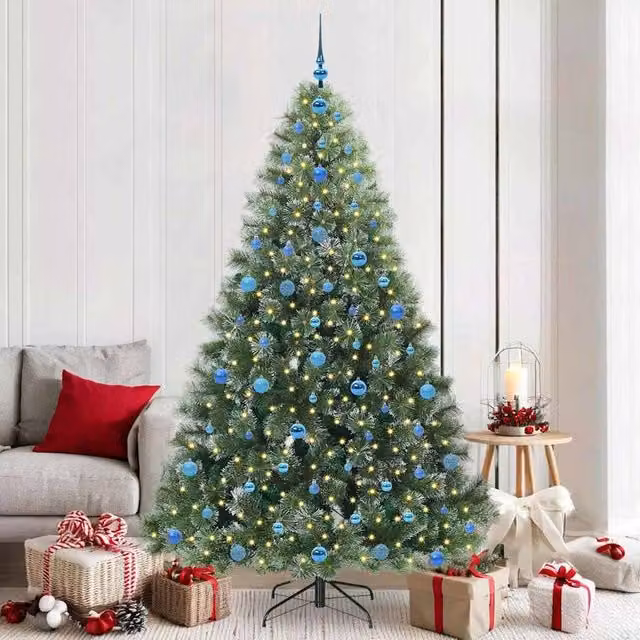 Berkfield Home Artificial Green Christmas Tree with 300 Warm White LEDs, Height: 210 cm