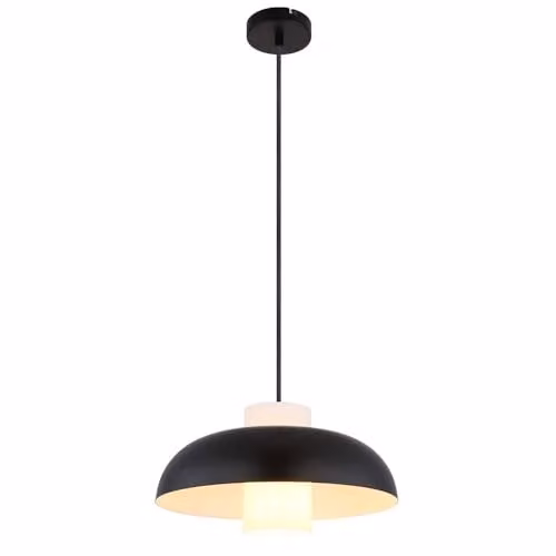 Globo Lighting Black Matt Dome Pendant Light with Glass Shade and E27 Socket, Height: 38 cm, W/D/H: 38 x 38 x 38 cm – 1