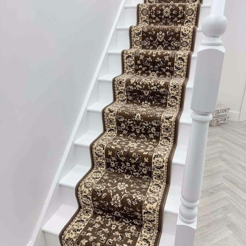 runrug Traditional Stair Runner Carpet in Brown, W: 60 cm, L: 480 cm – 3