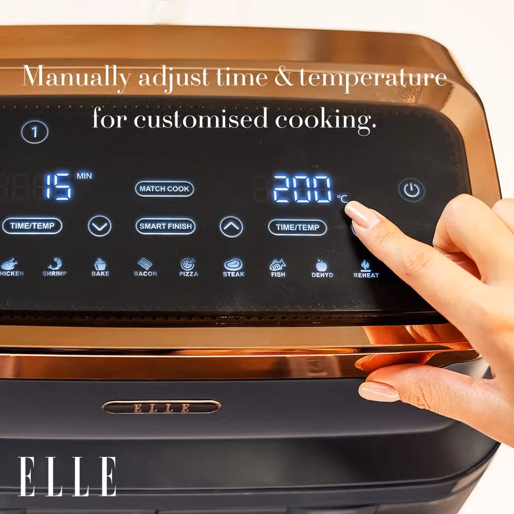 ELLE 9L Dual Zone Air Fryer in Grey and Gold – 5