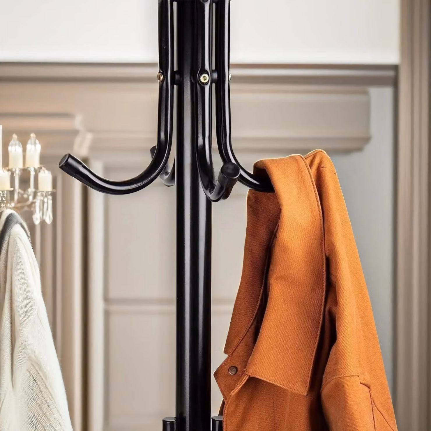 Pirlo Plush Modern Metal Coat Stand with 12 Hooks in Matt Black – 2