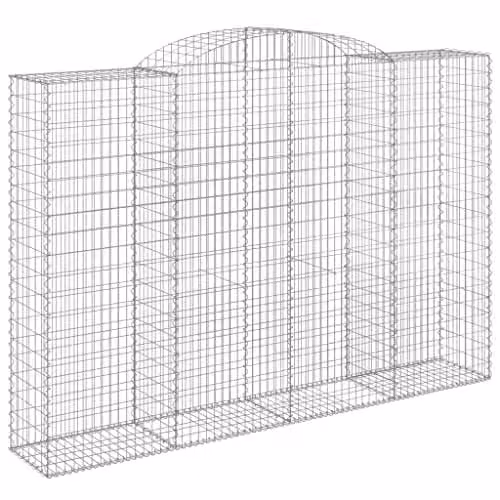 vidaXL Set of 5 Arched Gabion Baskets in Silver Galvanised Steel, W/D/H: 300 x 50 x 200/220 cm – 1
