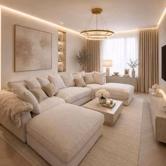 Home & Love Bishop U Shape Cinema Scatterback Corner Sofa in Windsor Cream