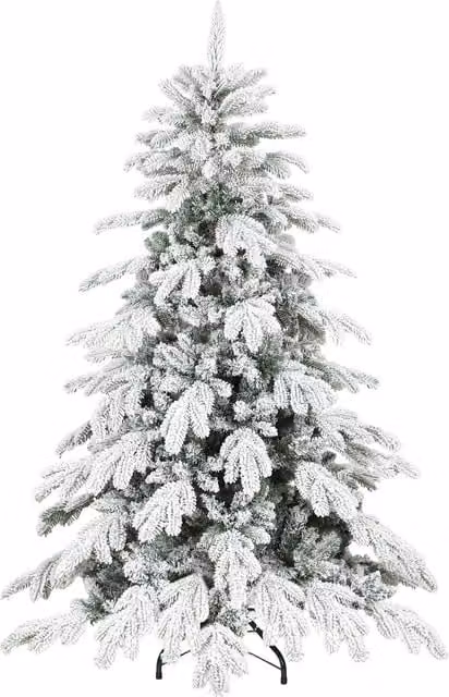 HOMCOM 5ft Super Flocked Christmas Tree in Green and White