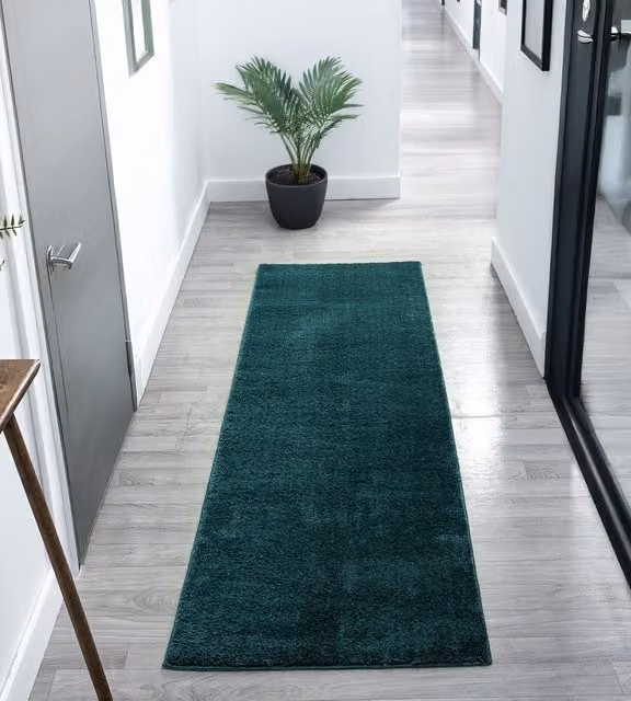 Desire Rugs Plain Modern Rectangular Area Rug, Green, W: 60 cm, L: 200 cm
