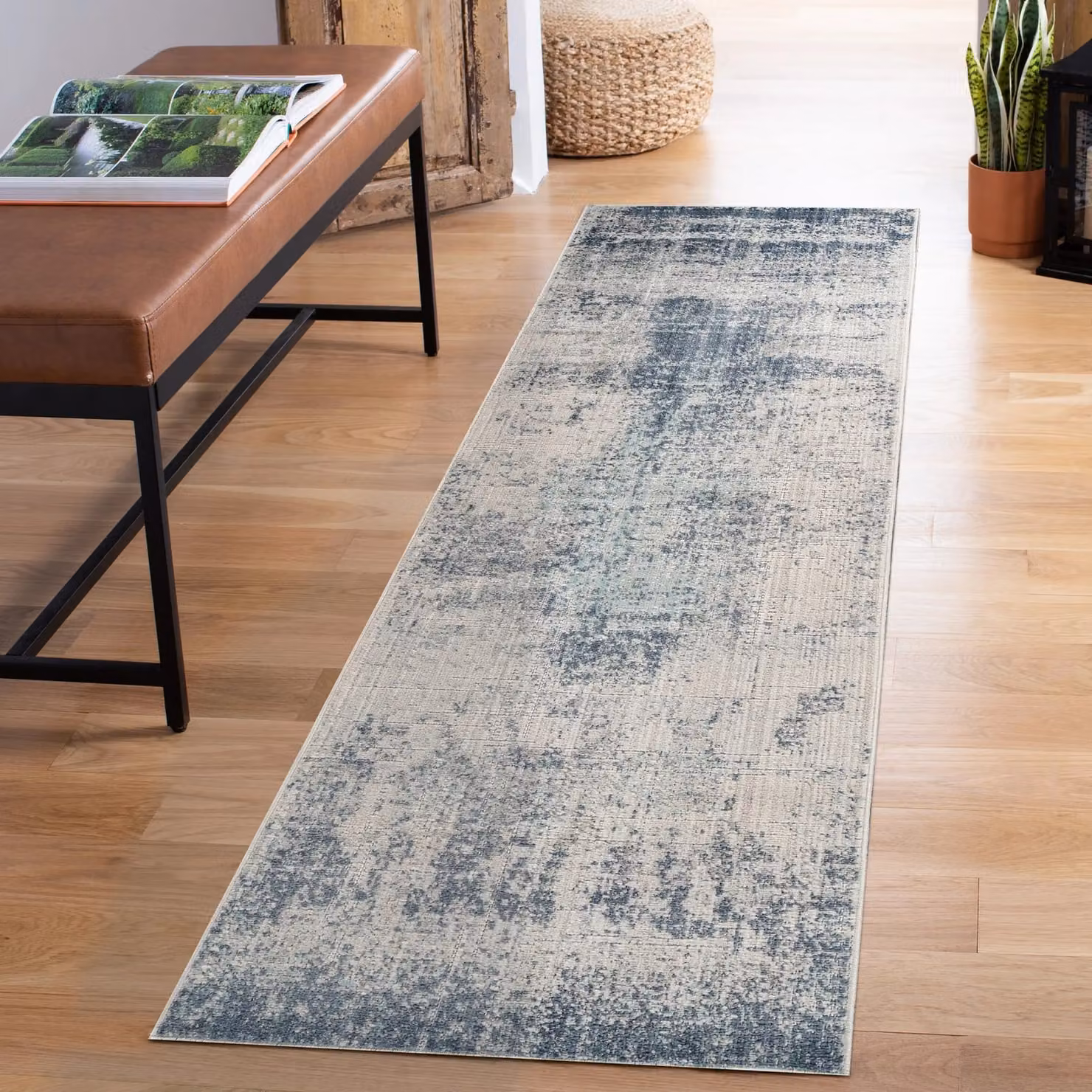 Desire Rugs Maia Abstract Washable Non-Slip Area Rug, Blue, W: 60 cm, L: 220 cm – 2