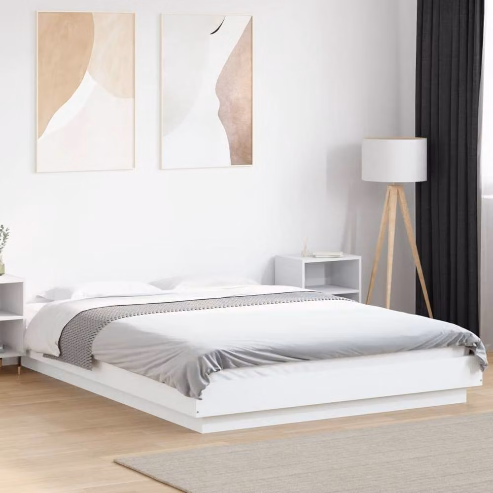 Berkfield Home Modern Bed Frame in White, W/D/H: 140 x 200 cm – 2