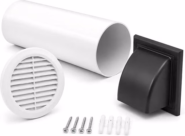 Sola 100mm 4 Inch Wall Vent Kit with 500mm Duct, Grille and Graphite Backdraught Cowl in Grey
