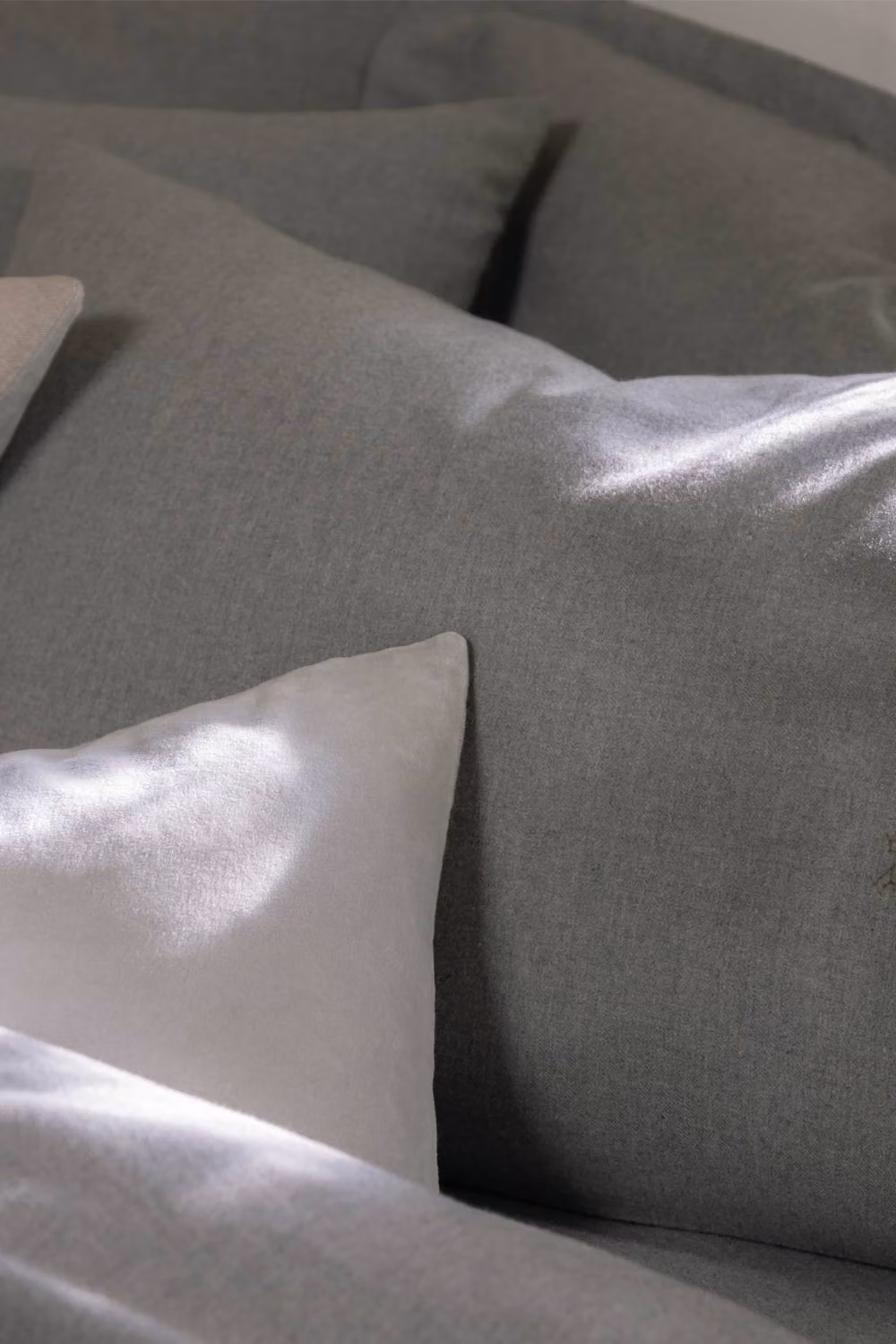 CHRISTY Flannel Marl Super Soft Brushed Cotton Standard Pillowcase Pair in Grey – 2