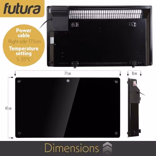 Futura 1500W WiFi Smart Glass Panel Convector Heater, Black, Wall Mounted or Freestanding – 5