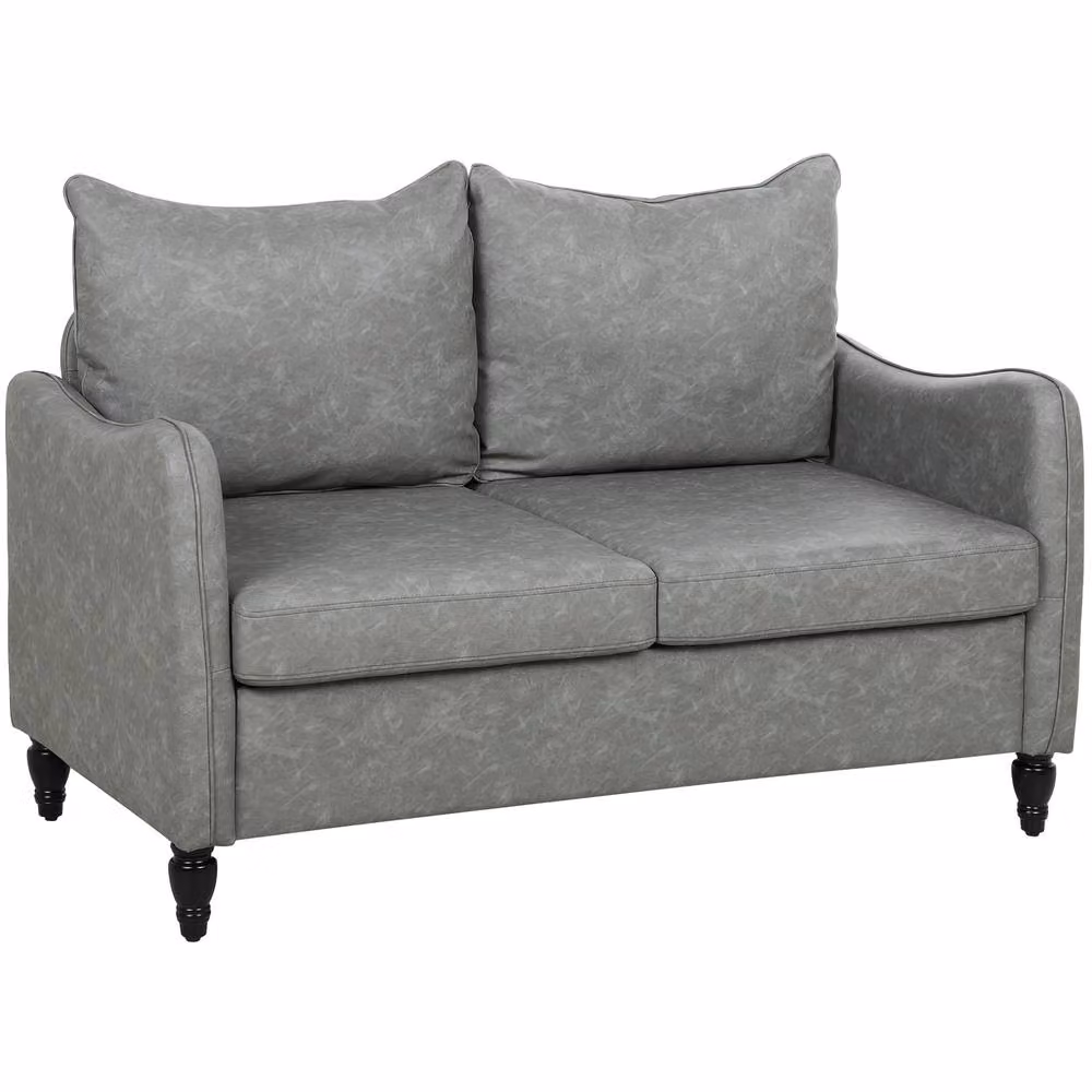 STILVORA Modern Grey Loveseat Sofa with Synthetic Leather Upholstery – 2