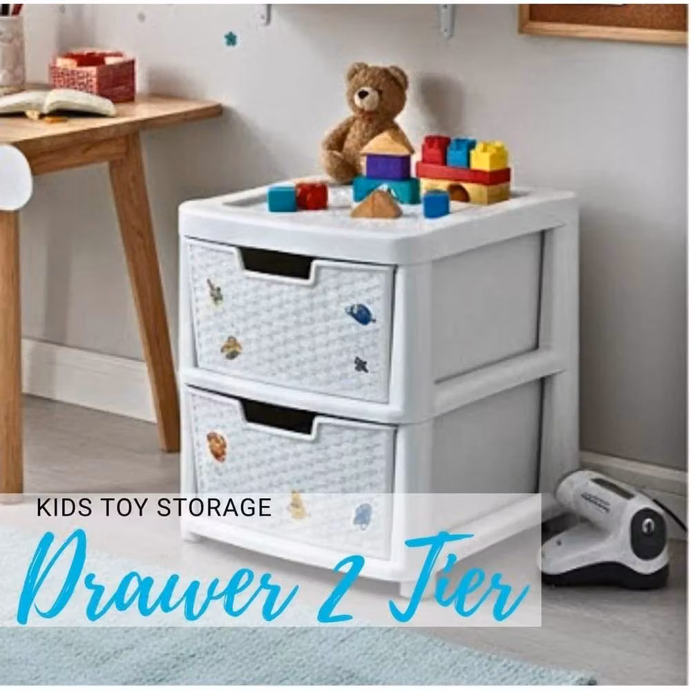 FORGEVIO 2 Tier Plastic Storage Drawer Cabinet in Cream – 2