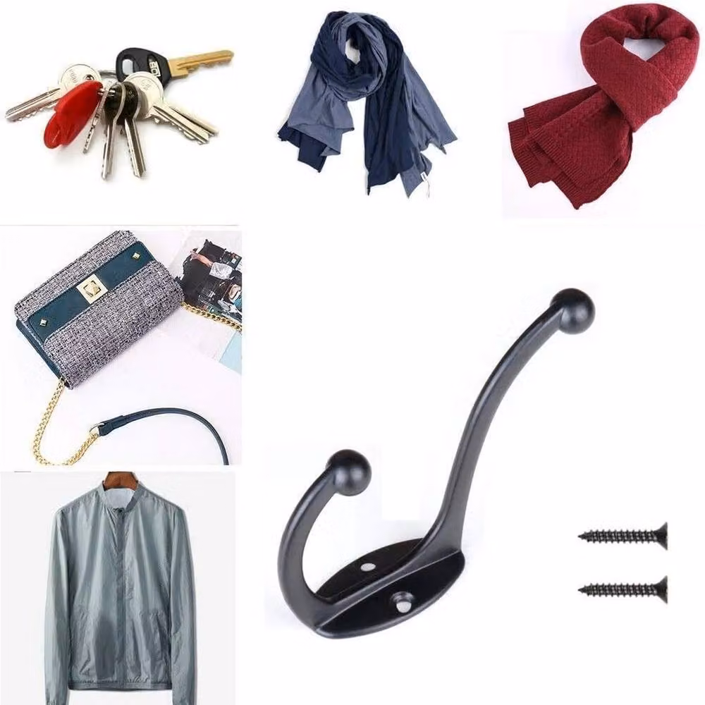 NESTLUNE 10 Pack Double Wall Hooks for Clothes, Hats, Coats and Robes in Black – 4