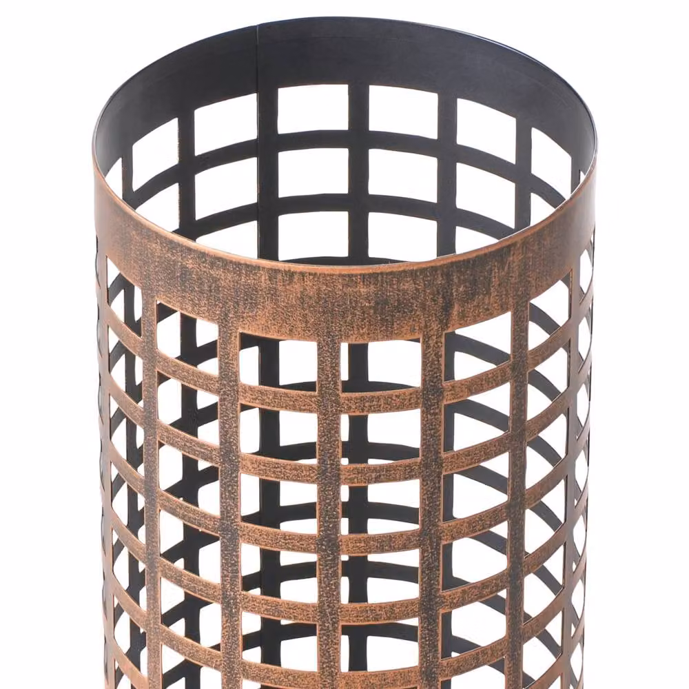 Wyld and Coco Copper Tall Umbrella Stand in Brown Powder-Coated Metal – 3