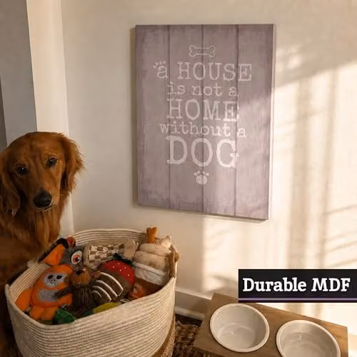 Premier Housewares Orsina Dog Wall Plaque, Rustic Wooden Illustration, W/D/H: 25.0 x 1.0 x 30.0 cm – 4