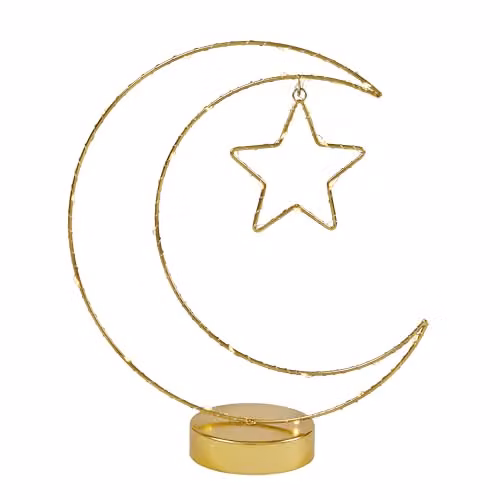 Lights4fun Gold Moon and Star Micro Warm White LED Battery Operated Ramadan Table Decoration – 2