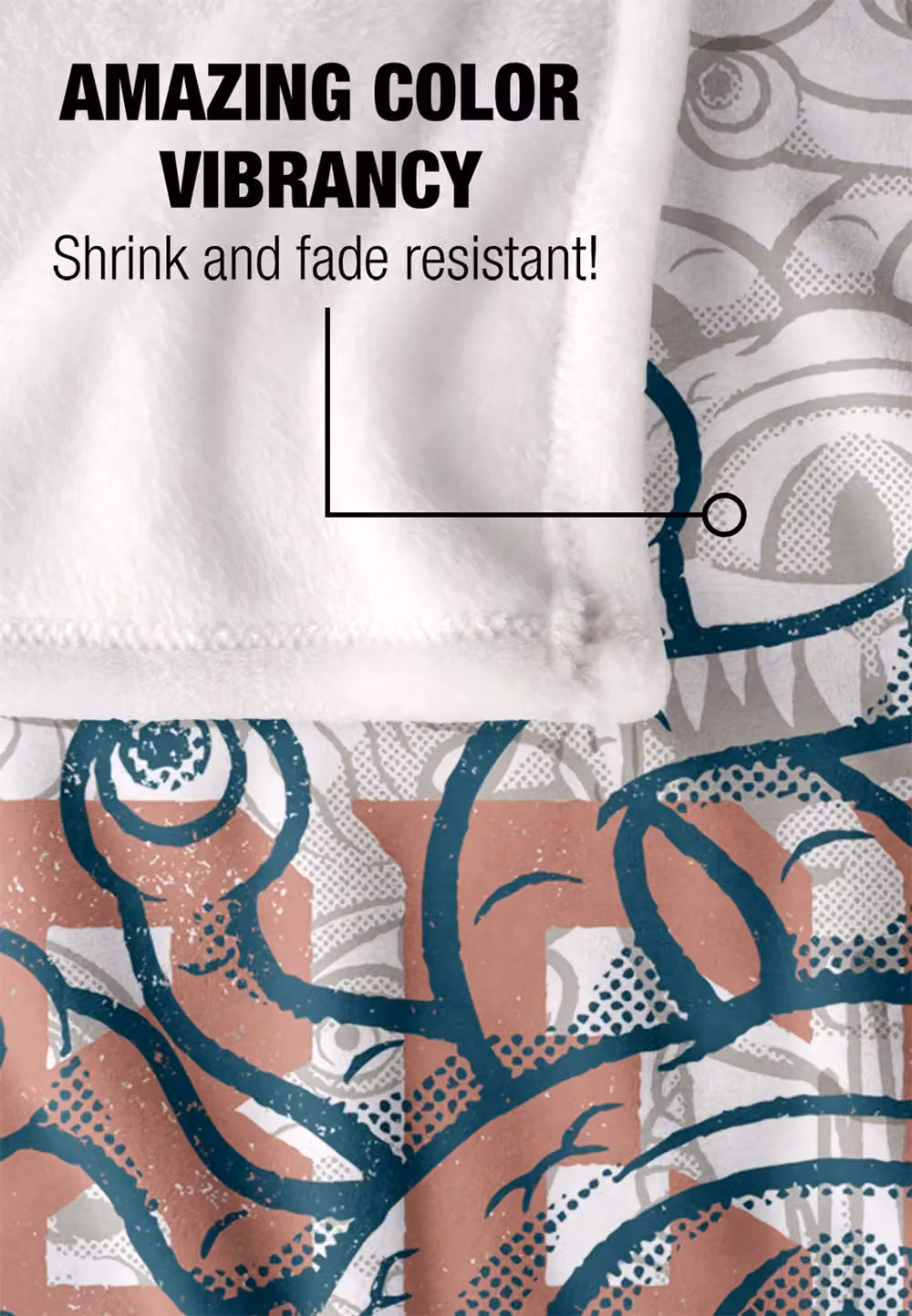 Hasbro Dungeons & Dragons Retro Beholder Blanket, White and Multicolour, W: 152 cm, D: 127 cm – 3