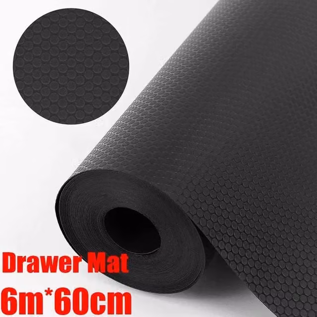 SPETLEK Non-Slip Draw Mat Shelf Liner and Cabinet Storage, Black, 0.6m2