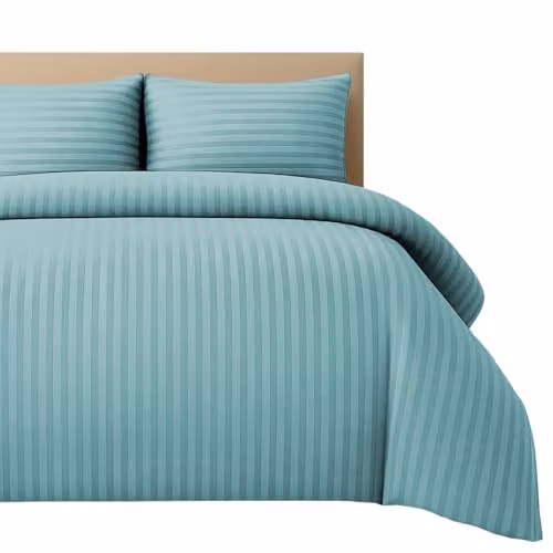 Pamposh Single Satin Stripe Duvet Cover and Pillowcase Set in Turquoise and Green, Microfibre, W/D/H: 135 x 200 cm and 50 x 75 cm – 2