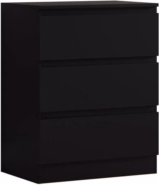 FLAVORA Matt Black 3 Drawer Chest of Drawers