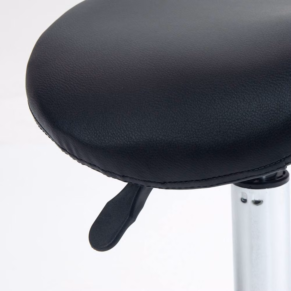 STILVORA Adjustable Height Saddle Stool in Black with Faux Leather and Castors – 6