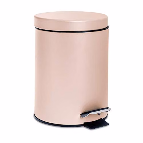 Harbour Housewares 3L Round Stainless Steel Pedal Bin with Removable Inner Bucket in Pink