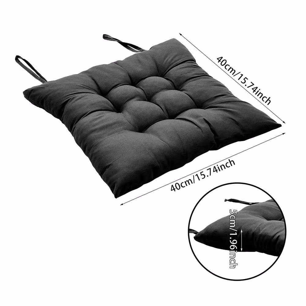 NESTLUNE 4 Pack Tie-On Rectangular Seat Cushions for Indoor and Outdoor Dining in Black, W: 100 cm, L: 190 cm – 2