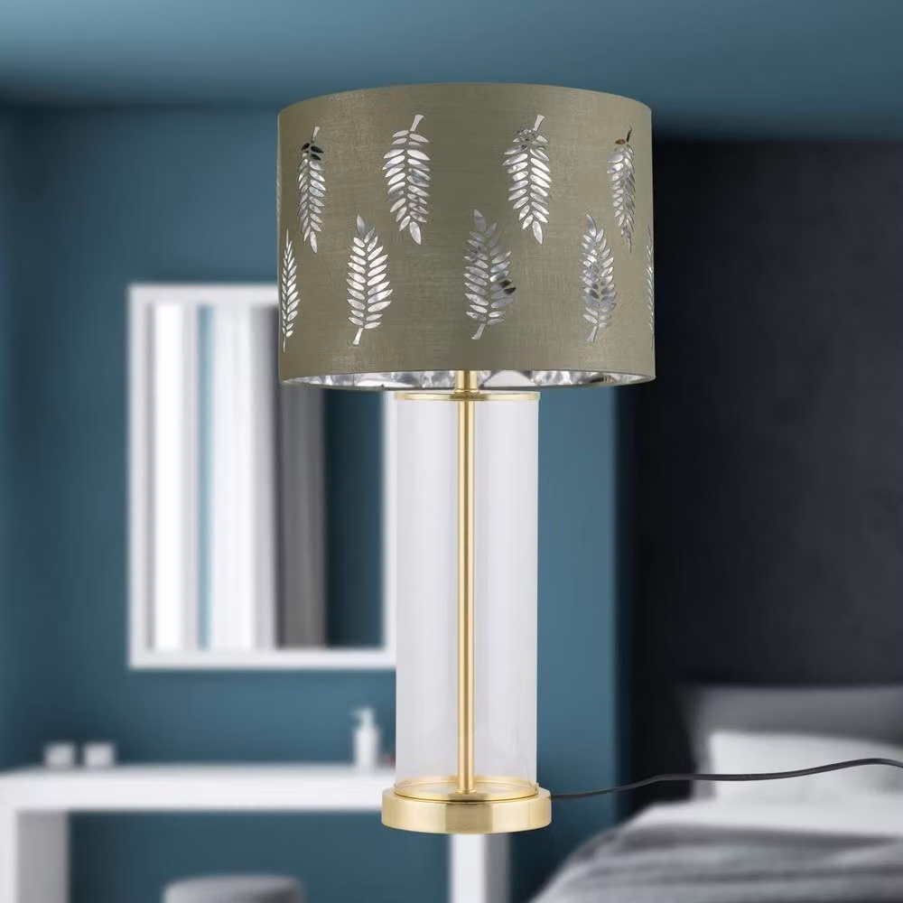 First Choice Lighting Aura Set of 2 Table Lamps in Satin Brass with Sage Green and Silver Shades – 4