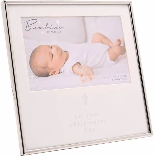 Bambino by Juliana Silver Christening Photo Frame, Rectangular Tabletop Design, W/H: 15 x 10 cm